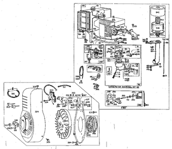 Fuel Tank And Flywheel Assembly Diagram and Parts List for 200401-200466 0010 - 0060 Briggs and Stratton Engine